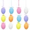 12Pcs Easter Eggs Decorations Hanging Ornaments Colorful for Easter Basket Tree Decor Party Favors Supplies Home